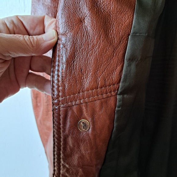 Vintage Grais 70's Glazed Aniline Cabretta Leather Jacket SZ 42L - Picture 6 of 14